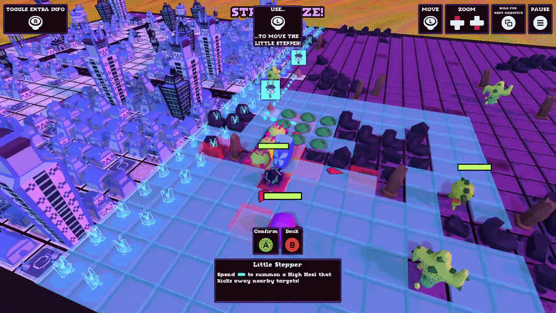 The player positions special abilities to strategically kick their enemies into sandpits!